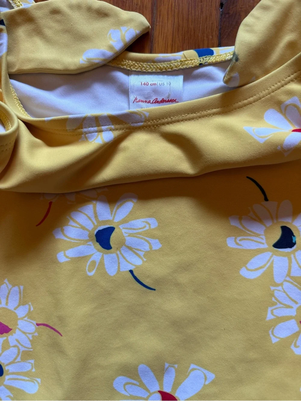 Hanna Andersson Girls' Yellow Daisy One-Piece Swimsuit with Shoulder Ties